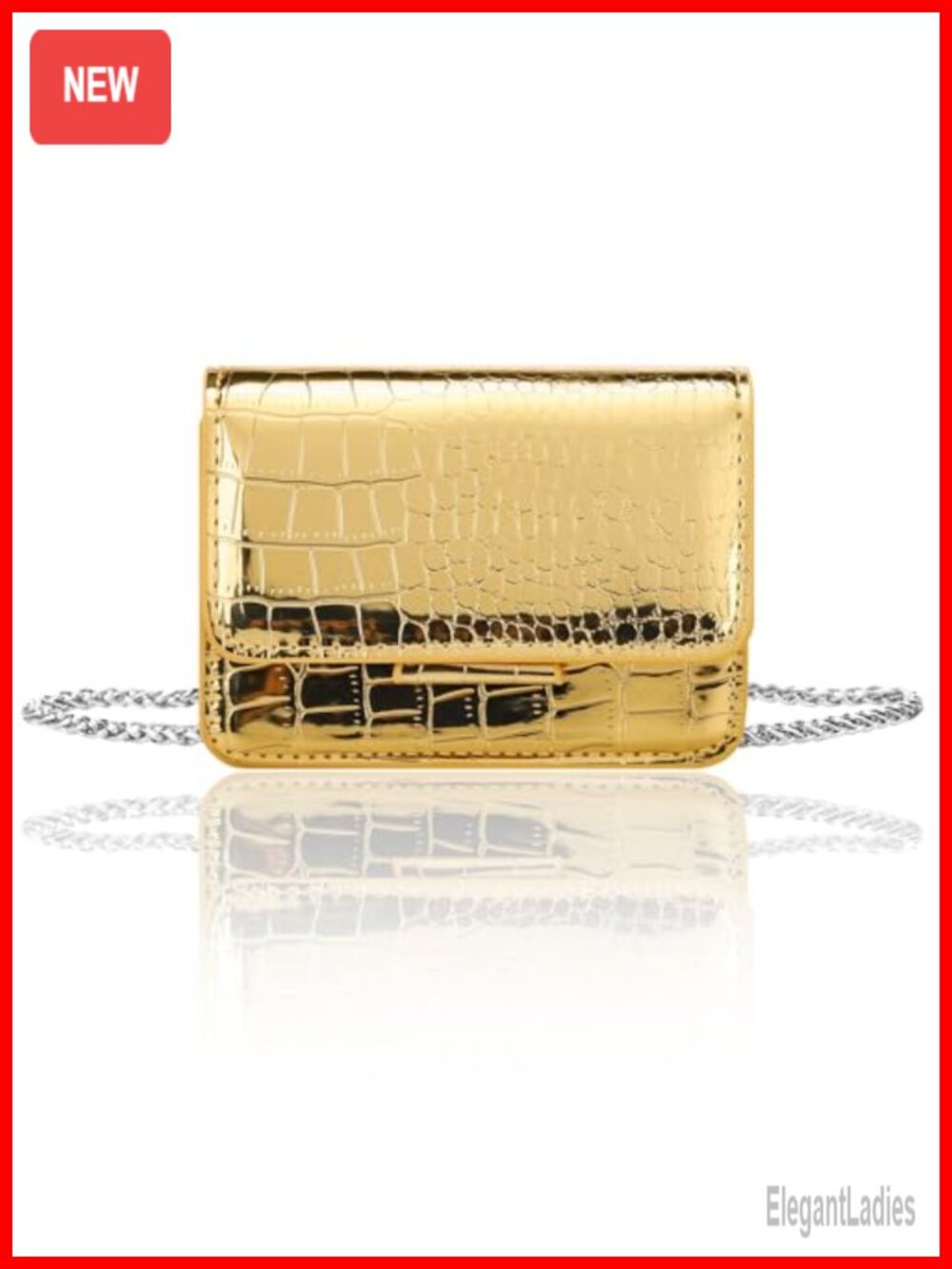 Mini Crossbody Bag PU Leather Small Evening Purse Detachable Chain Strap